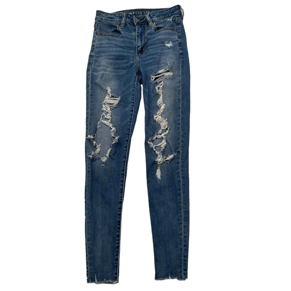 American Eagle Super Stretch Super Hi-Rise Jegging Distressed - Picture 1 of 10